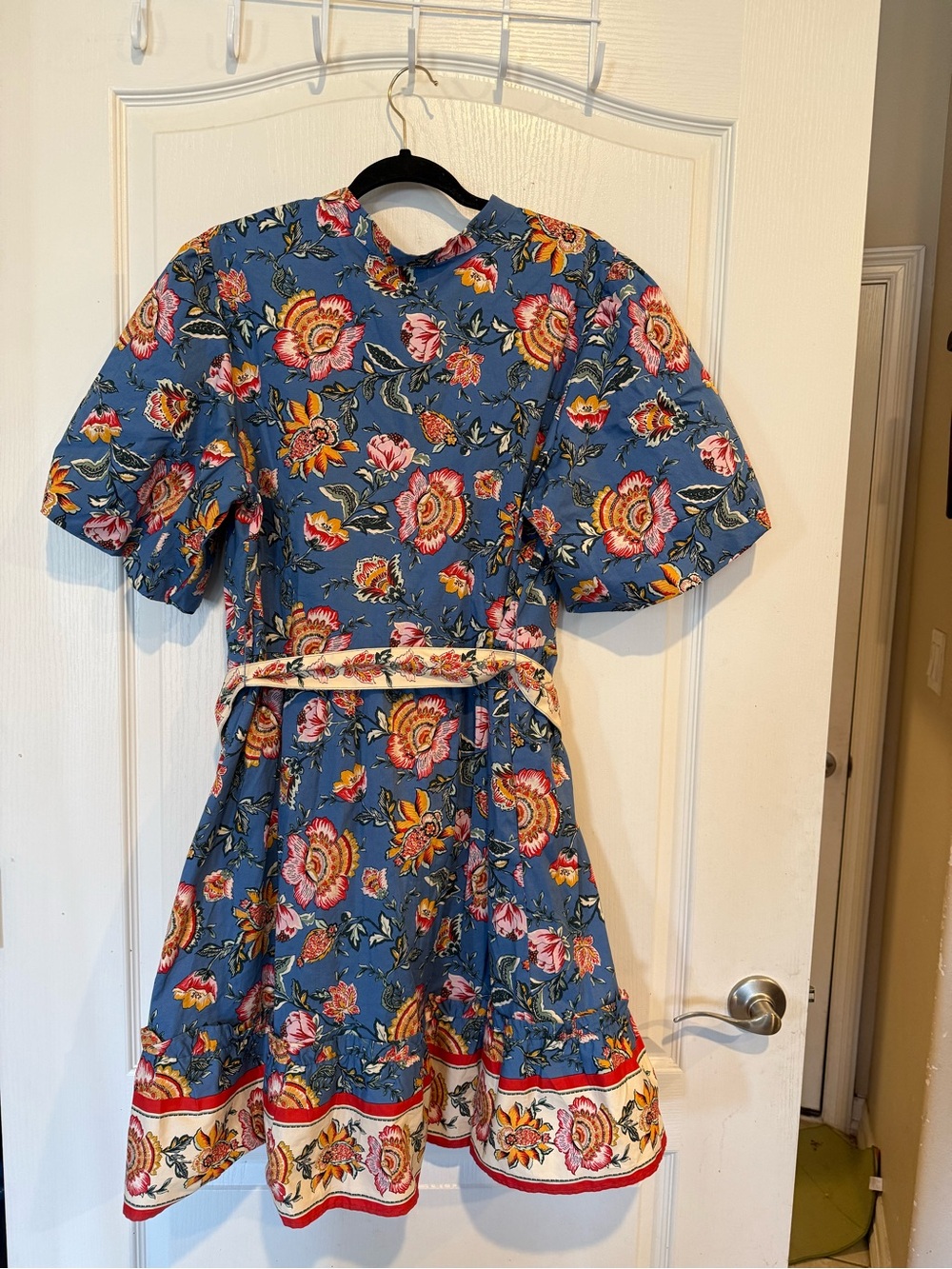 Joie Shirt Dress Women 16 Blue Floral Belted Dainty Coastal Euro Summer coquette